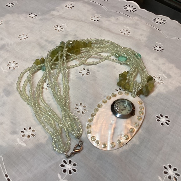 Helly Hansen WATCH in handcrafted natural stone necklace, EUC - Picture 1 of 16